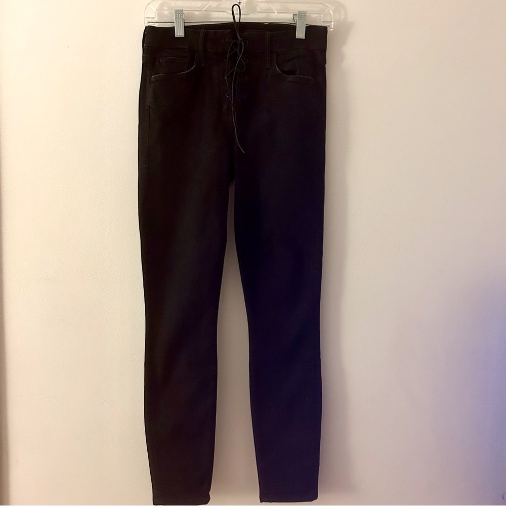Mother Womens Sz 25 Black High Waisted Lace up Looker Jean-Ankle-Not Guilty